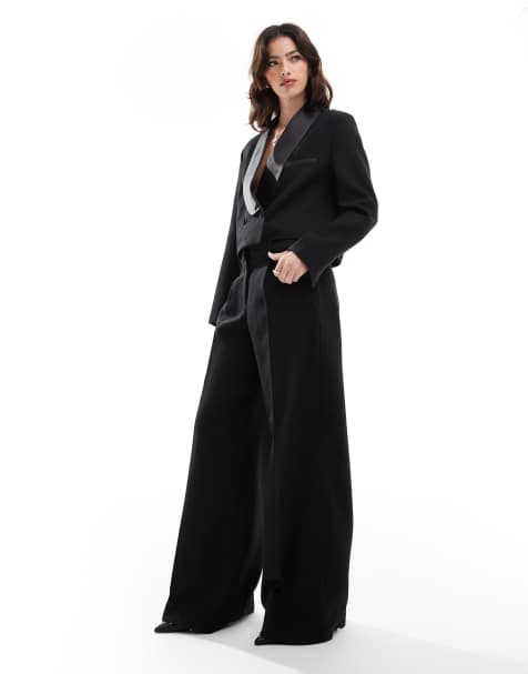 French Connection high waisted tailored tux trousers in black co-ord - view 1