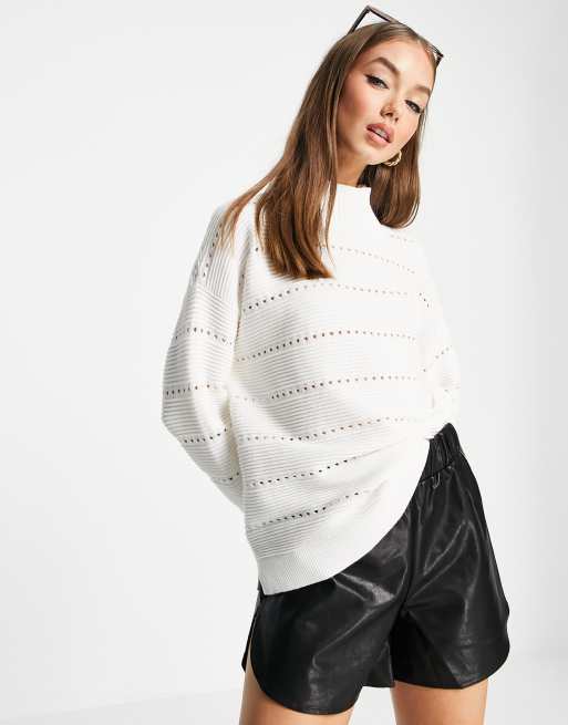 French Connection – Hochgeschlossener Pullover in Weiß