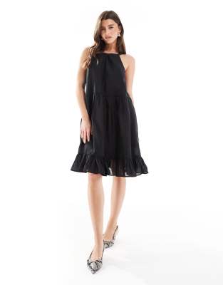 French Connection French Connection Hollan mini dress with bow back in black