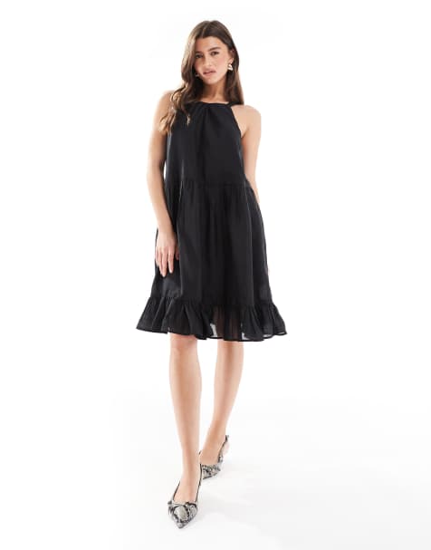 French Connection - Hollan - Robe courte à nœud au dos - Noir - view 1