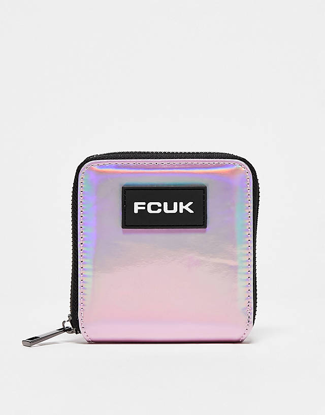 French Connection - holograph glitter purse in silver