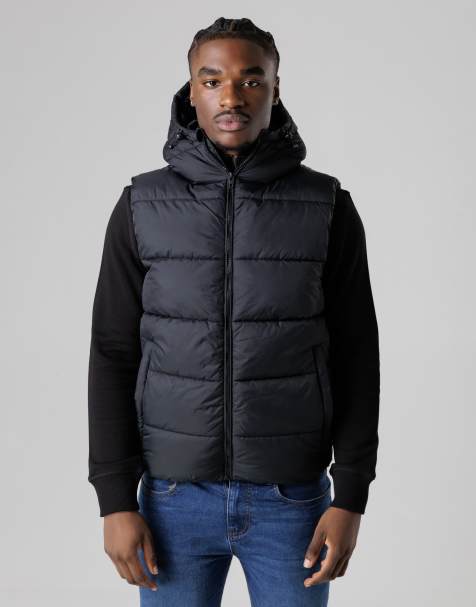 French Connection Hooded padded gilet in black - view 1
