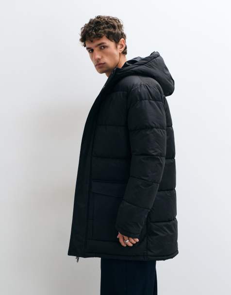 French Connection hooded padded parka jacket in black - view 1