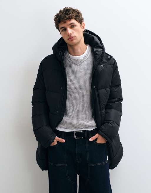 French Connection hooded padded parka jacket in black, 3 of 5