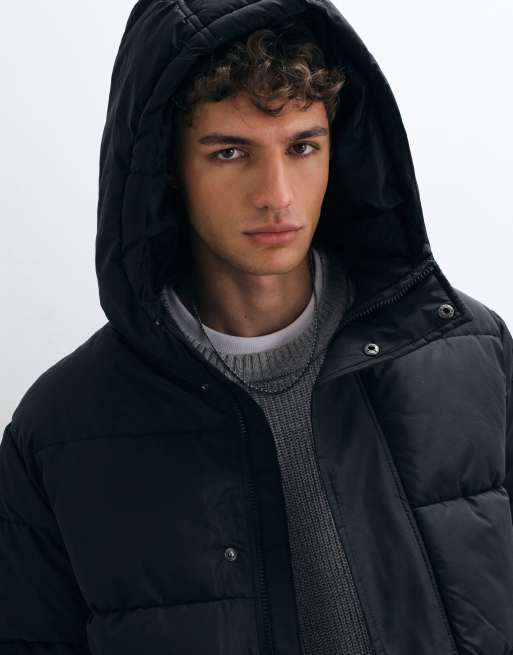 French Connection hooded padded parka jacket in black, 4 of 5