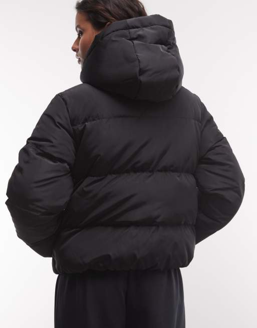 French Connection hooded puffer jacket in black, 3 of 4