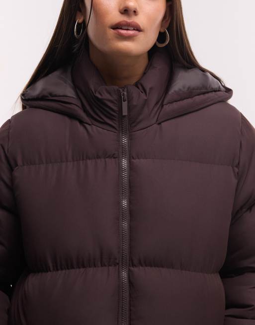 French Connection hooded puffer jacket in chocolate, 2 of 4