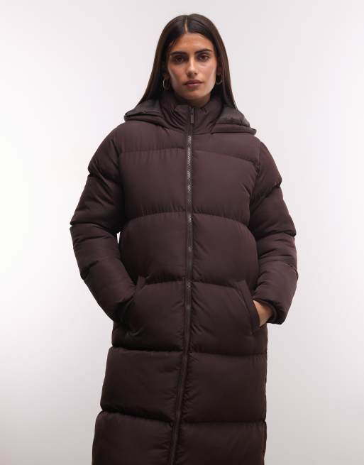 French Connection hooded puffer jacket in chocolate, 3 of 4