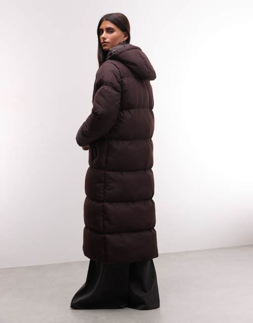 French Connection hooded puffer jacket in chocolate, 4 of 4