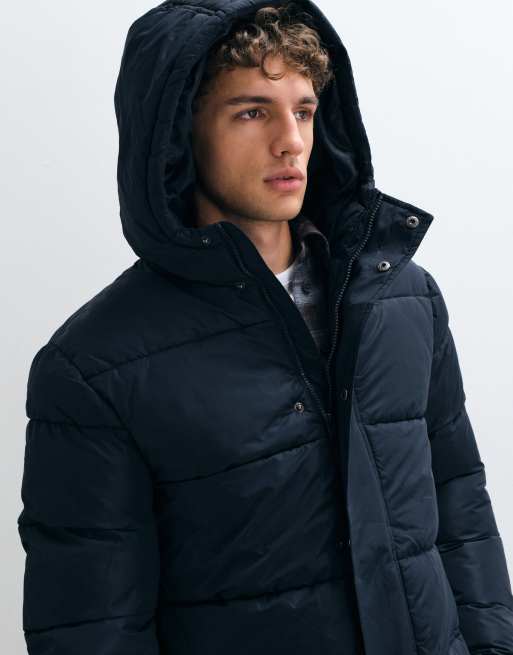 French Connection hooded puffer jacket in navy, 2 of 5