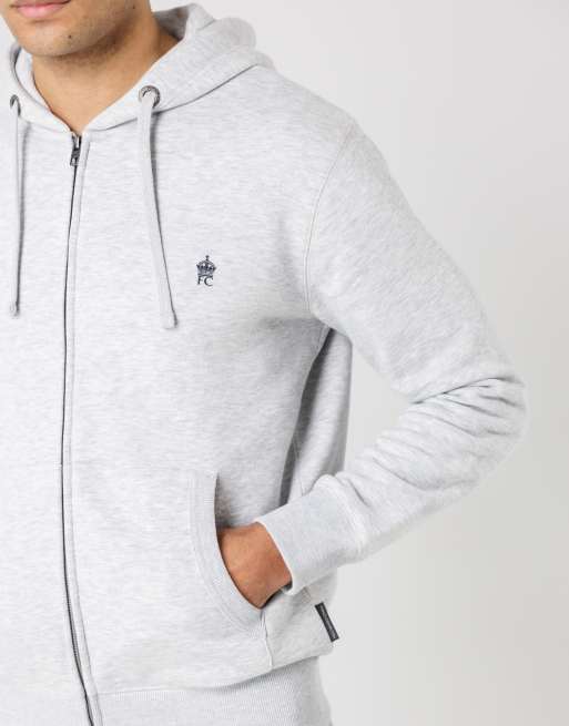 French Connection - Hoodie van katoenmix met rits in lichtgrijs, 3 van 4