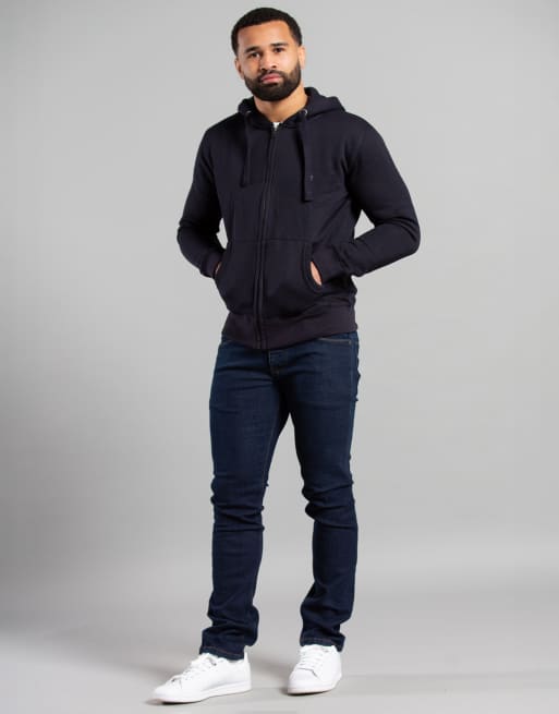 French Connection - Hoodie van katoenmix met rits in marineblauw, 3 van 4