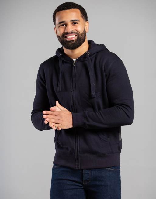 French Connection - Hoodie van katoenmix met rits in marineblauw, 4 van 4