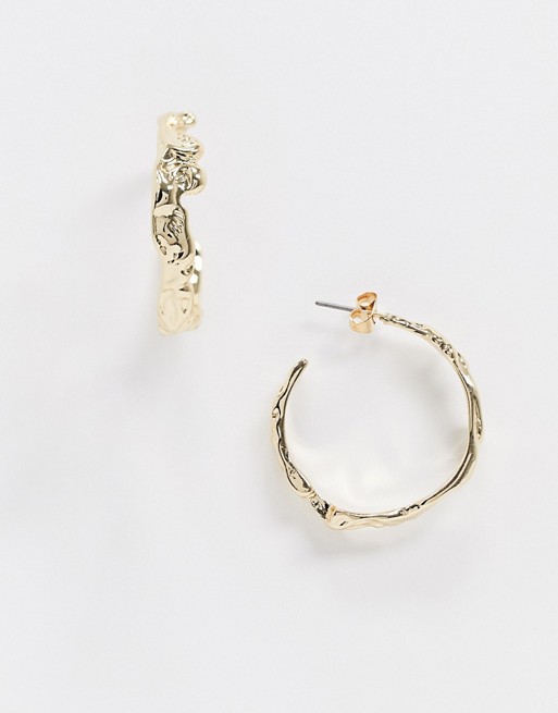 French Connection Hoop Gold Twist Earrings