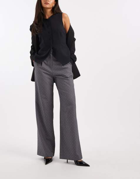 French Connection hotfix tailored wide leg trousers in grey - view 1
