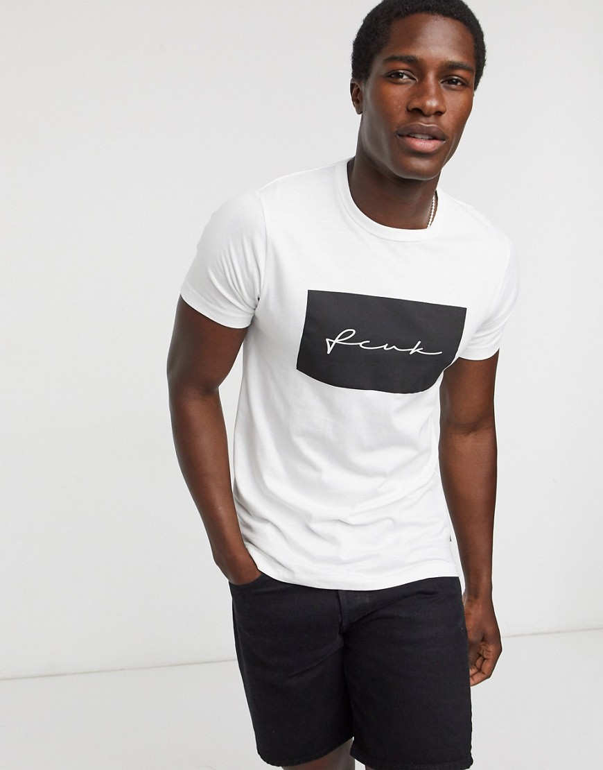 French Connection - Hvid oversized t-shirt med FCUK-skrift