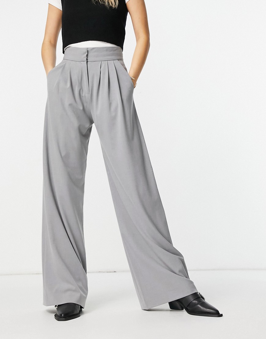 French Connection Ikari Coordinating Wide Leg Pants In Gray-grey