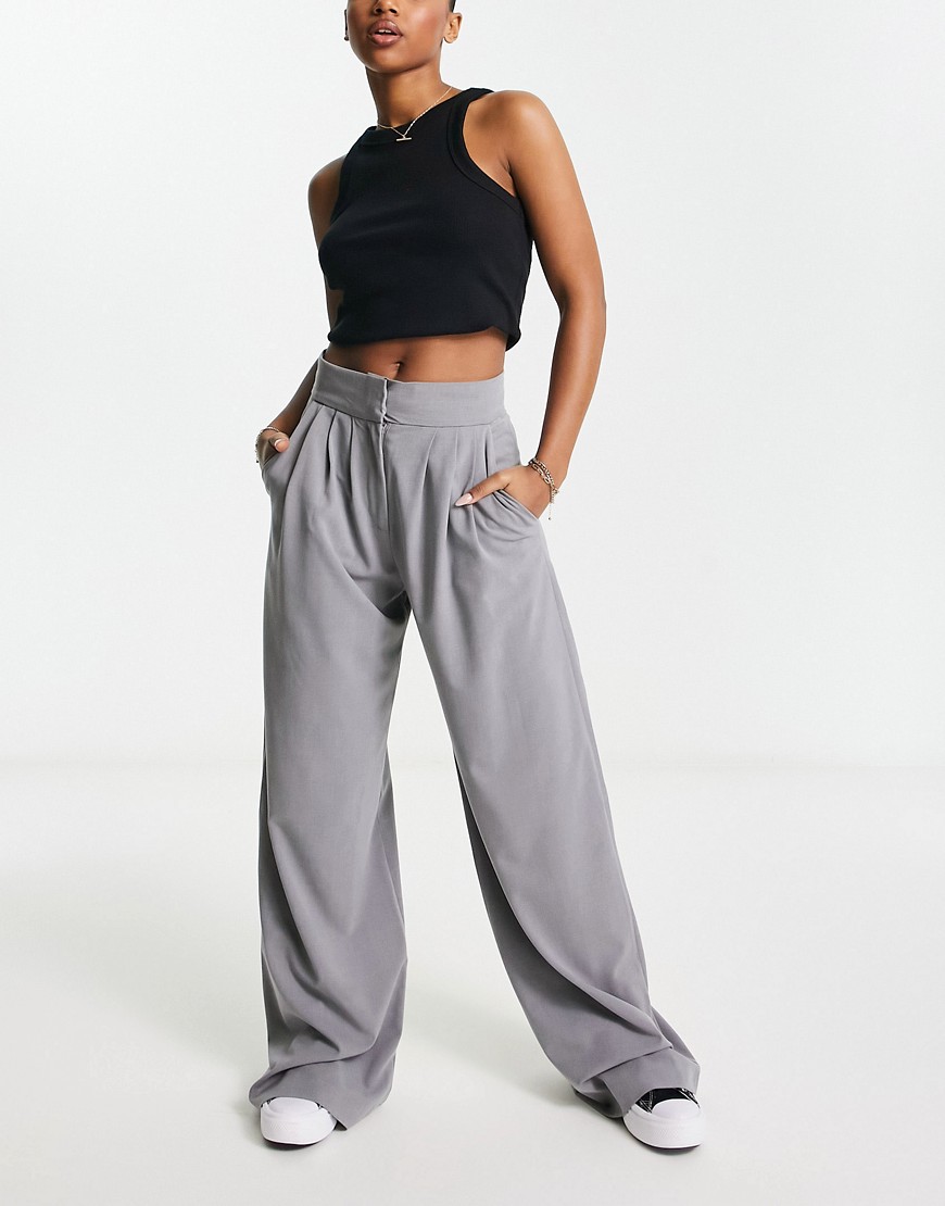 French Connection Ikari fabric trousers in grey