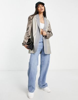 French Connection colour block blazer in grey