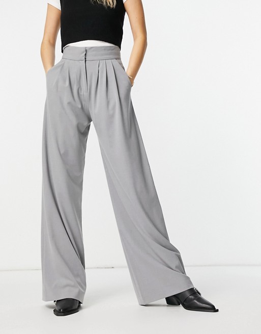 French Connection Ikari wide leg trouser in grey co ord