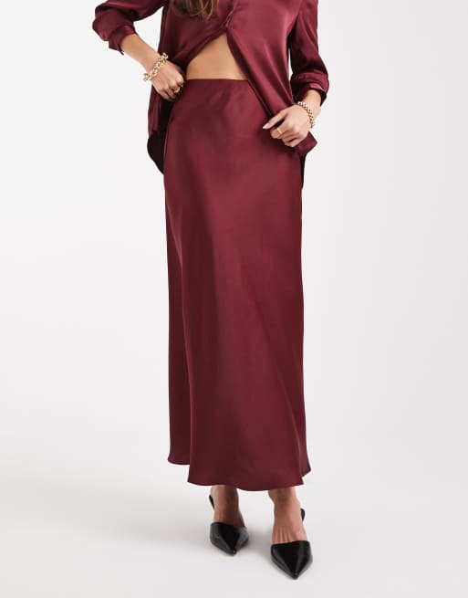 French Connection - Irina - Jupe mi-longue en satin - Bordeaux, 4 de 5