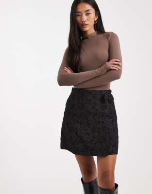 French Connection - Jacquard-Minirock in Schwarz
