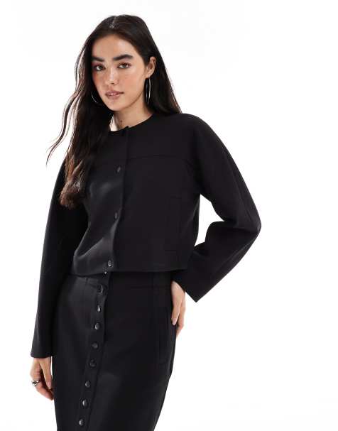 French Connection Jaiden tailored cropped jacket co-ord in black