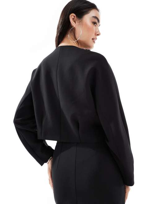 French Connection Jaiden tailored cropped jacket co-ord in black, 3 of 4