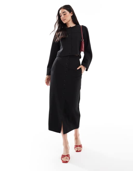 French Connection Jaiden tailored cropped jacket co-ord in black, 4 of 4