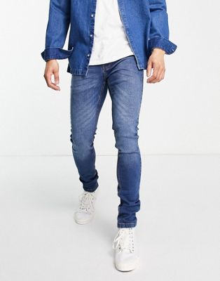 French Connection tapered jeans in mid blue - ASOS Price Checker