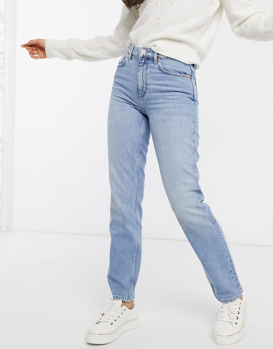 French Connection - Jeans met hoge taille en rechte pijpen in lichtblauw