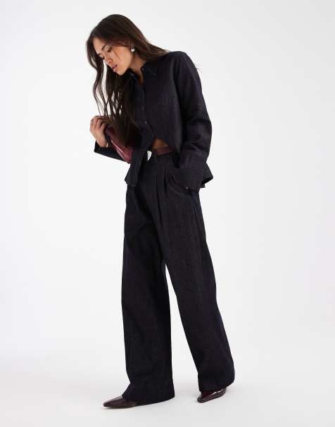 French Connection wide leg denim jeans co-ord in indigo