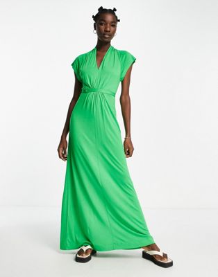 French Connection jersey maxi dress in bright green