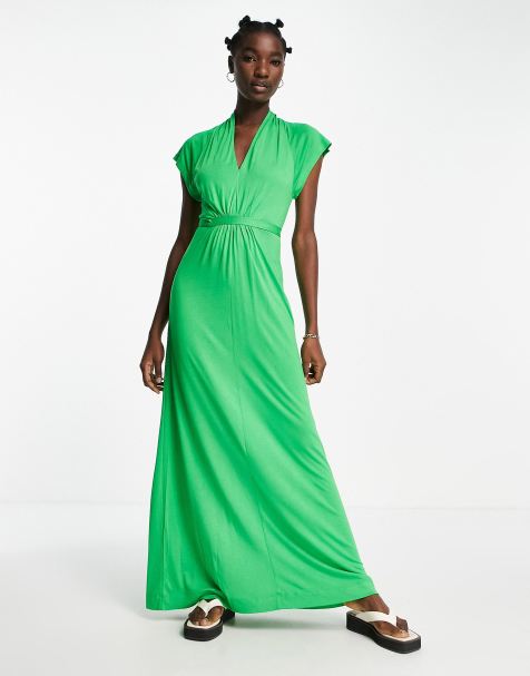 French Connection jersey maxi dress in bright green