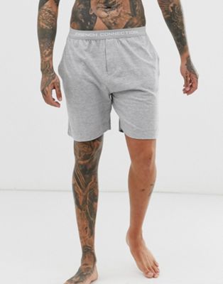French Connection – Jersey-shorts med logotypprytt midjeband-Grå