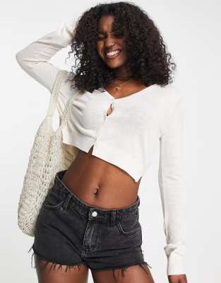 French Connection judie cropped cardi in cream - ASOS Price Checker