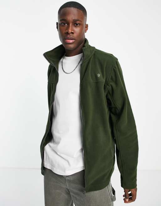 French Connection – Kakifärgad fleece i mikromaterial med dragkedja