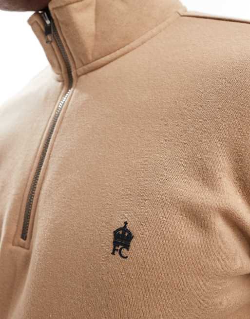 French Connection – Kamelbrun sweatshirt med halvlång dragkedja och ståkrage, 2 av 4