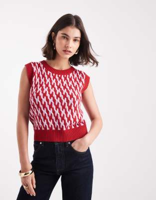 French Connection French Connection Klara contrast knitted vest in violet and pink-Multi