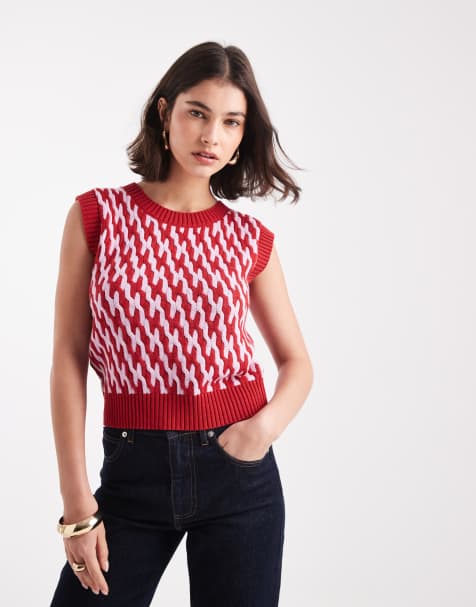 French Connection Klara contrast knitted vest in violet and pink - view 1