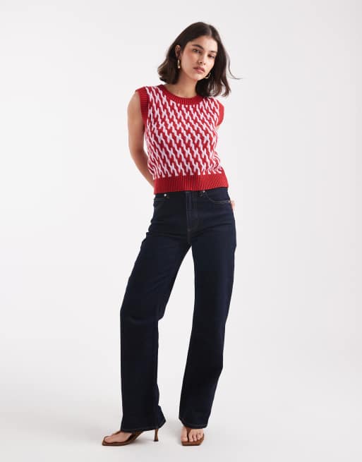 French Connection - Klara - Gebreid hemdje met contrasterend patroon in violet en roze, 3 van 4