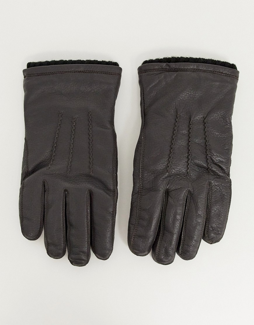 French Connection - Klassieke leren handschoenen-Bruin