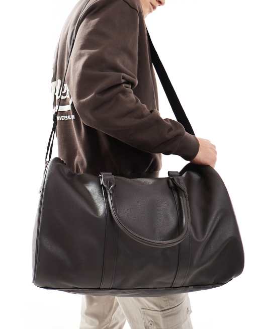 French Connection – Klassische Reisetasche aus Kunstleder in Dunkelbraun, 2 von 4