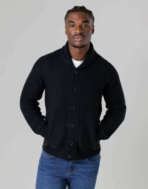 French Connection Knit button up shawl cardigan in navy