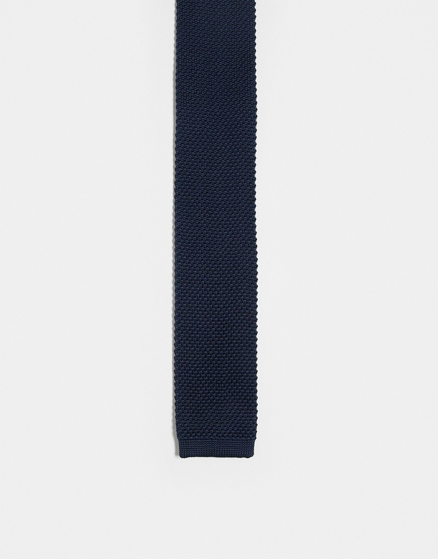 knit tie in marine-Navy