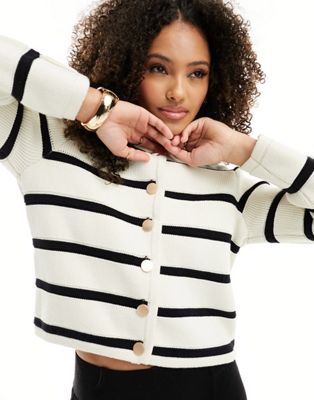 French Connection knitted cardigan in mono stripe