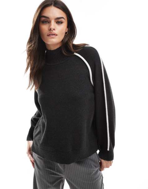 French Connection knitted jumper with contrast in grey and white - view 1