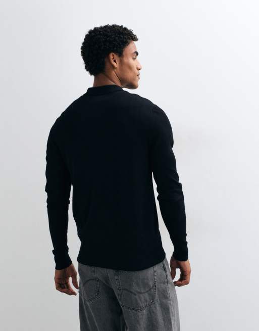 French Connection knitted polo shirt in black, 3 of 5