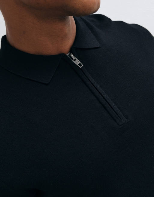 French Connection knitted polo shirt in black, 4 of 5