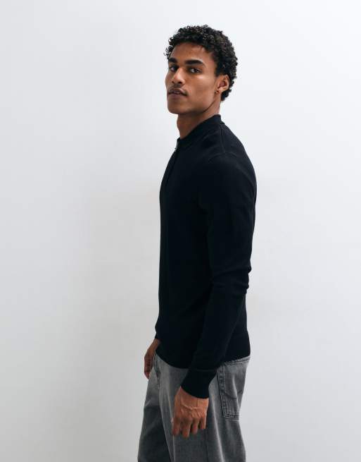 French Connection knitted polo shirt in black, 5 of 5